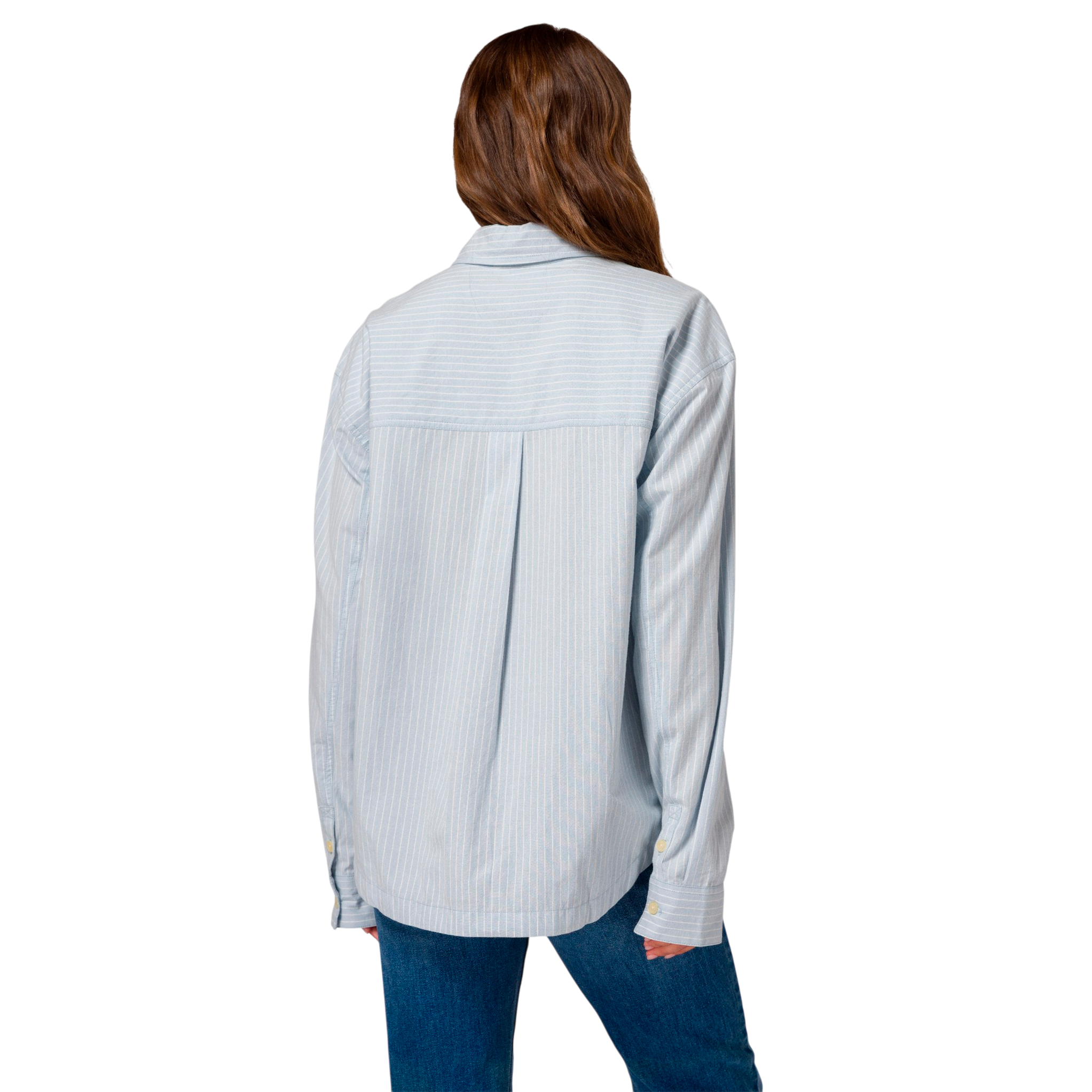 Camisa Oversized Poplin para mujer color celeste